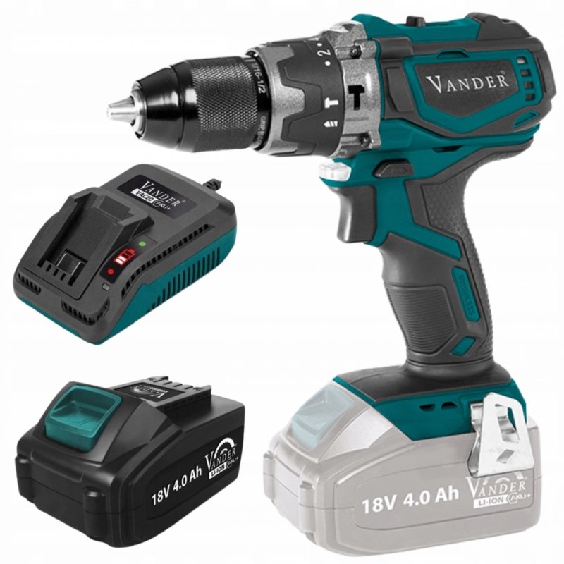 WIERTARKO WKRĘTARKA akumulatorowa AKU+ 18V 4,0Ah udar 50Nm Vander