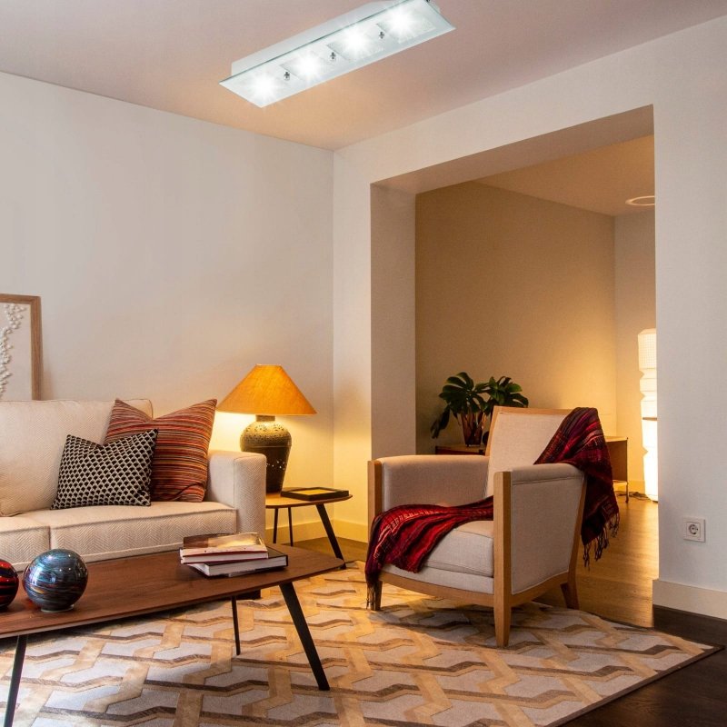 Lampa PLAFON LED szklana z kryształkami LUSTRO chrom IP20 ELEGANCKI DESIGN