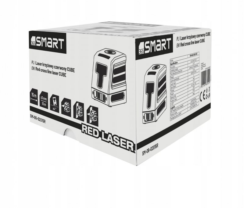 SMART LASER krzyżowy Poziomica 15m czerwony+Statyw