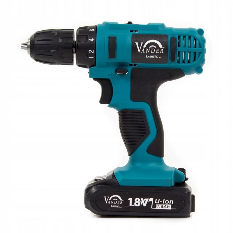 Wiertarko wkrętarka 18V 2x1,5Ah + osprzęt VANDER