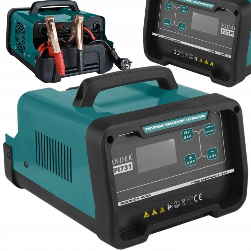 Prostownik samochodowy inwerterowy z funkcją rozruch 400A, 12V/24V 230V