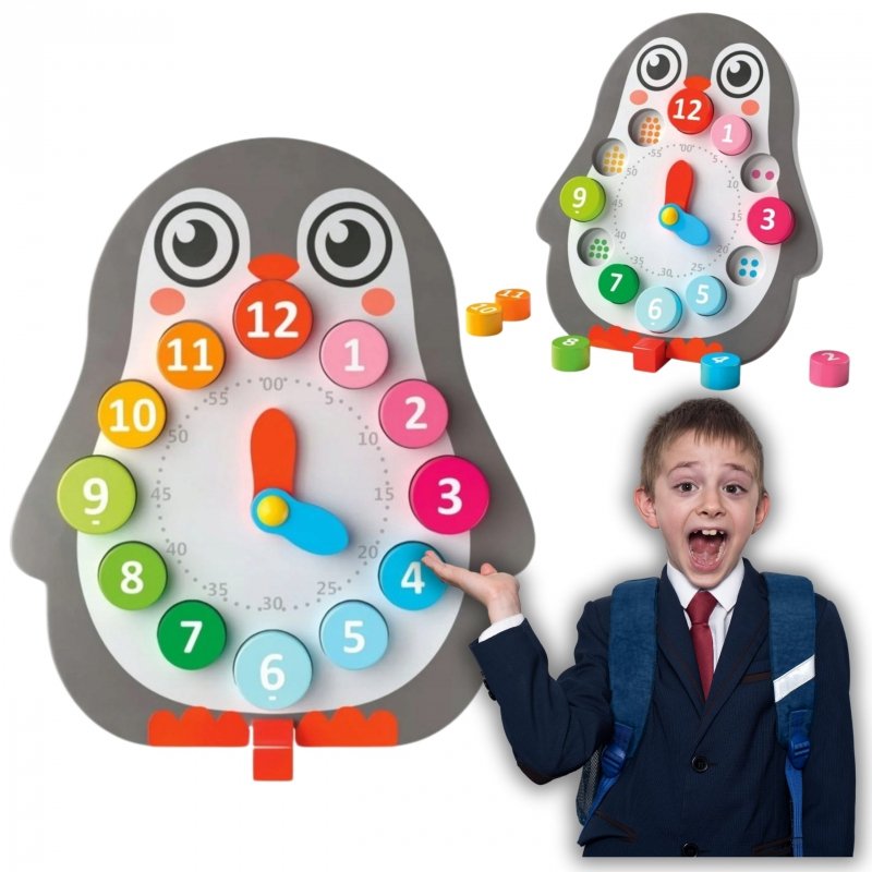 Drewniany Zegar Edukacyjny Playtive – Kreatywna Nauka Czasu 2w1 !