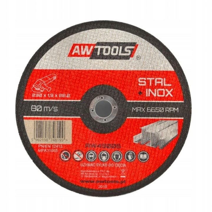 TARCZA TNĄCA DO METALU 230x1,9 mm AWTOOLS AW49006