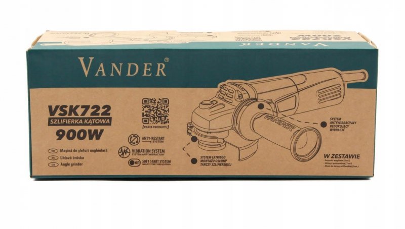 Szlifierka kątowa z REGULACJĄ OBROTÓW 125mm VANDER