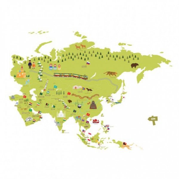 Duża Naklejki  Kolorowa Mapa Świata