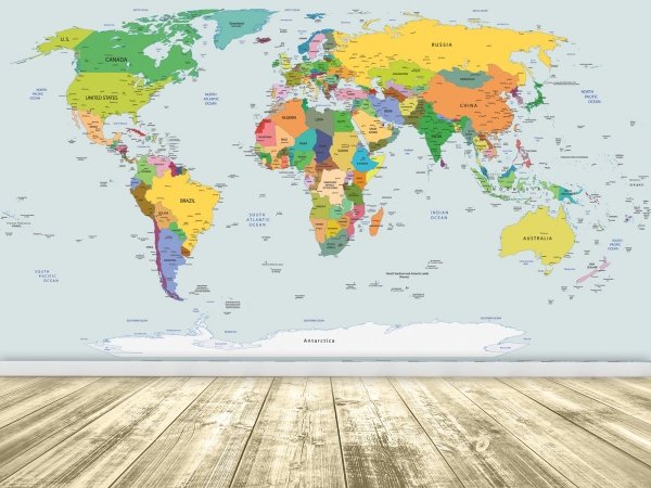 Fototapeta World Map Mapa Świata XXXL flizelinowa