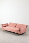3-osobowa sofa do salonu rozkładana z funkcją spania z aksamitu kolor peonii na metalowych nóżkach