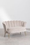 Nowoczesna sofa Keiko do salonu lub poczekalni w stylu glamour-złote nogi brąz pszeniczny