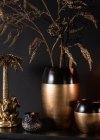 Ceramiczny wazon złoty czarne obrzeże 16 cm