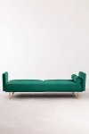 3-osobowa sofa do salonu rozkładana z funkcją spania z zielonego aksamitu na metalowych nóżkach