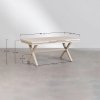 elegancki zestaw ogrodowy Paula, składający się z rozkładanego prostokątnego stołu (180-240x90 cm) i sześciu aluminiowych krzeseł z siedziskami i oparciami z tekstyliów