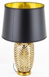 Stojąca lampa stołowa ze złotego metalu z czarnym abażurem