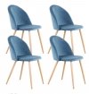 Krzesła do jadalni zestaw 4 niebieskich krzeseł do stołu w salonie metal, gąbka, aksamit