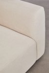 narożna sofa modułowa Fogler z lewym szezlongiem i pufą – beżowy sztruks, nowoczesny styl, 4 miejsca – Bellissima Casa