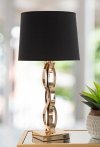 Lampa na stół stolik Cady do salonu z metalu z czarnym abażurem