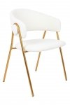 Komfortowe białe krzesło na złotych nogach fotel z wygodnym oparciem
