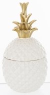 Biało-złoty ananas z ceramiki premium - elegancka dekoracja wnętrza o finezyjnych detalach.