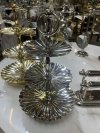 Srebrna metalowa patera na wypieki i ciasto na stół do salonu - chrzciny, wesela, komunie - Candy Bar