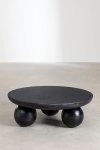 Okrągły stolik Toronto do salonu akacjowy na masywnych nogach - czarny