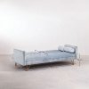 3-osobowa sofa do salonu rozkładana z funkcją spania z aksamitu niebieska na metalowych nóżkach
