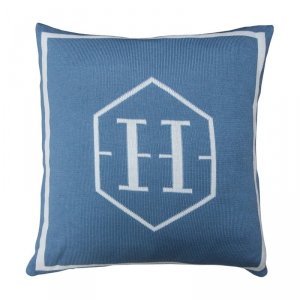 Stylowa bardzo elegancka poduszka z monogramem Blue/Gray Błękitno Kremowa