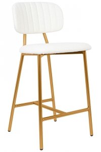 Biały hoher stołek do baru krzesło barowe na złotych nogach FABIA 