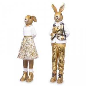 Dekoracja na stół do salonu figurka wielkanocnego królika z tworzywa sztucznego wielokolorowa