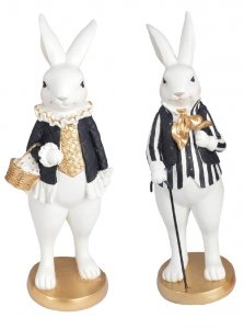 Figurki para królików czarno białych mix wzorów 17,5x15,5x53/18,5x17x52,5 CM