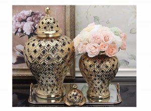 Ceramiczna dekoracyjna waza wazon z chińskiej porcelany srebrny/złoty
