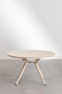 Stół Okrągły Ogrodowy 126 cm Do Zestawu Krzeseł Paula Kremowy