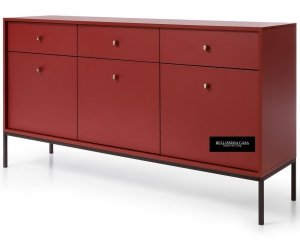 Nowoczesna komoda na metalowych nogach bordo loft