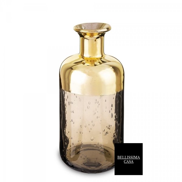 Elegancki wazon butelkowy szklany transparentny żółty