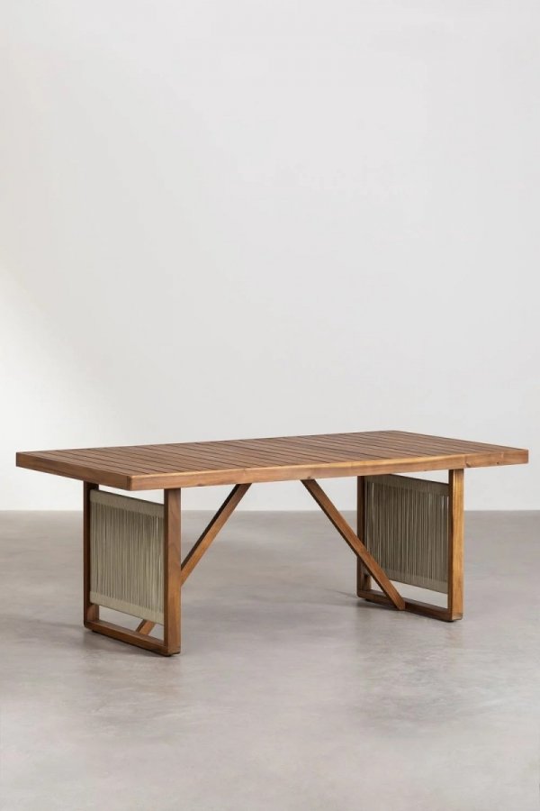 Zestaw mebli ogrodowych z drewna akacjowego stół prostokątny i 6 krzeseł