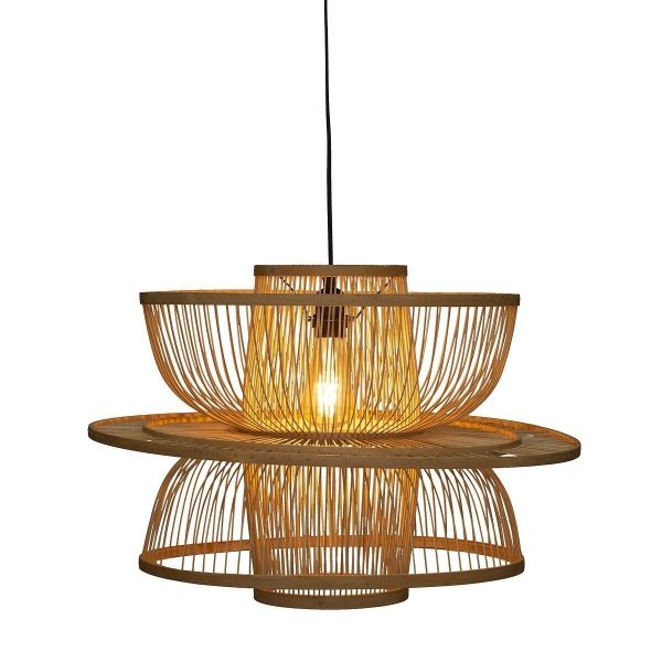 Bambusowa lampa sufitowa wisząca Li do salonu boho