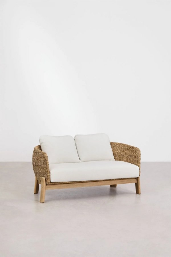 Zestaw mebli na taras ogrodowy Leilan akacjowa sofa, stolik i dwa fotele