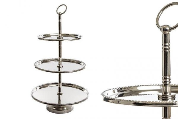 PATERA METALOWA TRZY POZIOMY SREBRNA