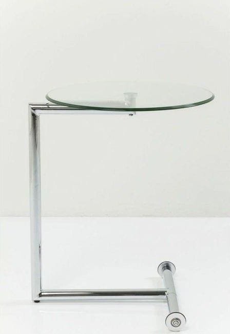 Transparentny szklany stolik pomocnik okrągły