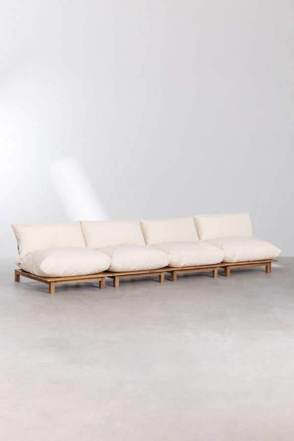 Czteroosobowa sofa Galia ogrodowa rozkładana krem/antracyt z poduchami