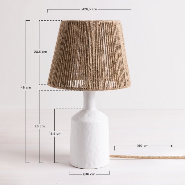 Ceramiczna lampa stołowa Emma z kloszem do salonu