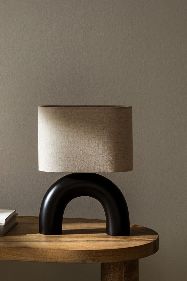 Lampa lampka stojąca na stolik nocny Cadence do salonu czarna