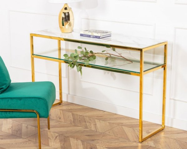 Toaletka w stylu nowoczesnym konsola glamour z dwoma blatami