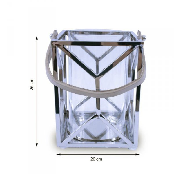 Lampion kwadratowy ze stali wys. 26 cm