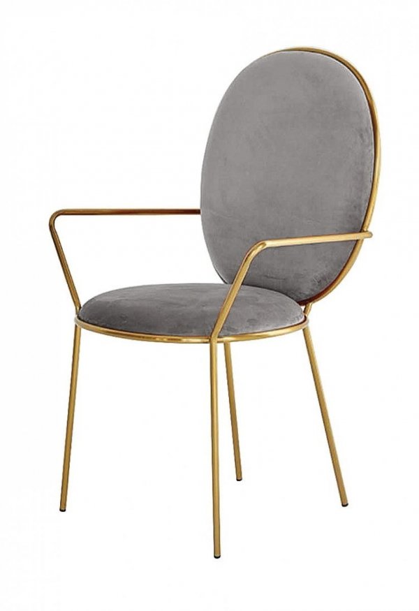 Tapicerowane krzesło Liam nowoczesne szare na złotych nogach