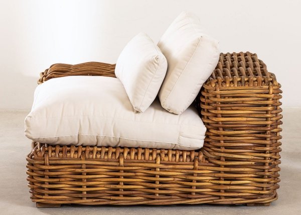 Modułowa sofa na taras 2 osobowa Milo z drewna mahoniowego z poduchami