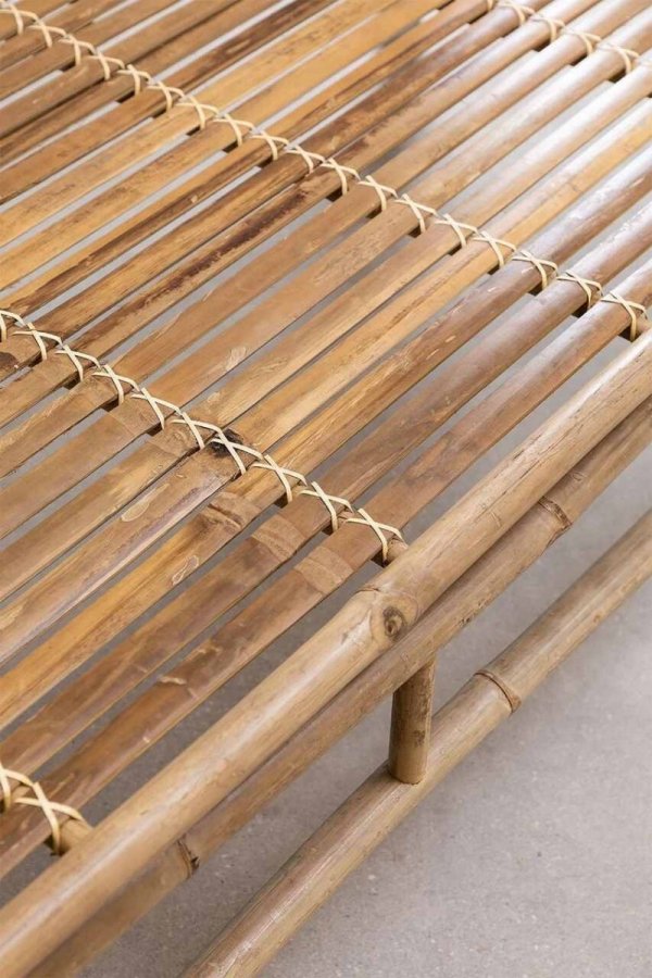 Sofa na taras dla trzech osób Pedro ławka do ogrodu z bambusa z poduszką z polestru
