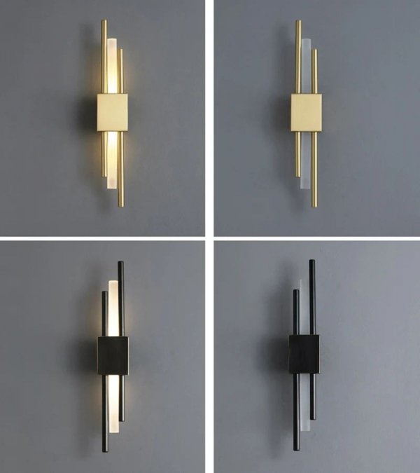 Designerska lampa na ścianę kinkiet metalowy złoty Sem Right