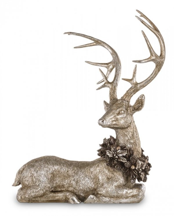 Srebrna dekoracyjna figurka jeleń  