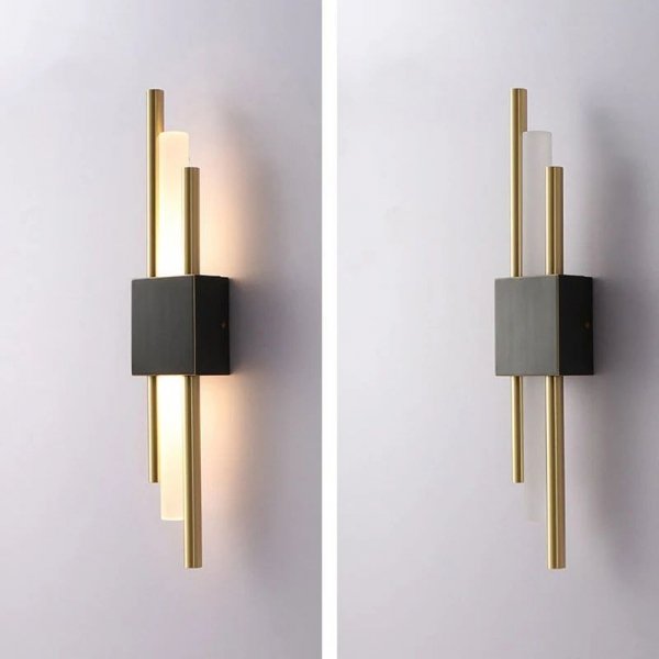 Designerska lampa na ścianę kinkiet metalowy złoty Sem Left