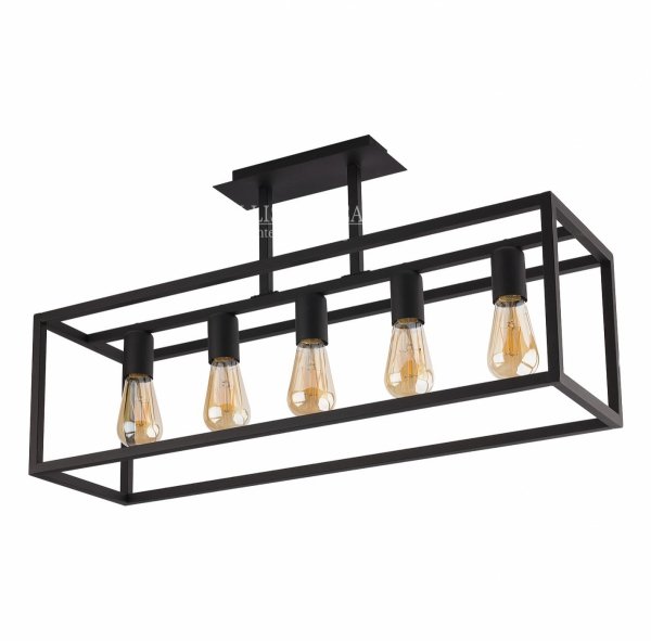 Loftowa lampa wisząca Jacob w stalowej kratownicy industrialna 5 żarówek