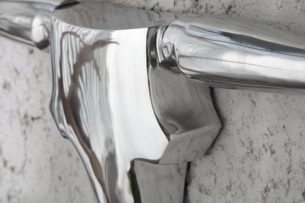 Dekoracyjne srebrne metalowe duże poroże byka
